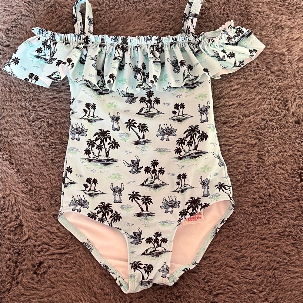 Tropical Print Off-Shoulder Swimsuit